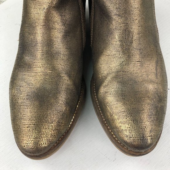 Coque Terra Women's SIze 40 Gold Metallic Zipper Detail Block Heel Ankle Booties - Picture 9 of 15